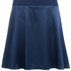 Collared Swing Dress mid-length pleated short sleeve blue satin textured hexagon front close-up image photo picture