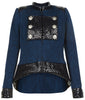 Dark Flap Jacket outwear coat navy blue military textured shine silver buttons front image photo picture
