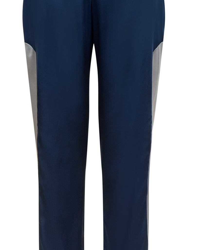 Sided Trouser pant pants slacks contrast panel navy solid grey gray front close-up image photo picture