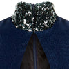 Zoom Dress long formal eveningwear sleevelss blue, stretch hexagon sequin sparkle front close-up image photo picture