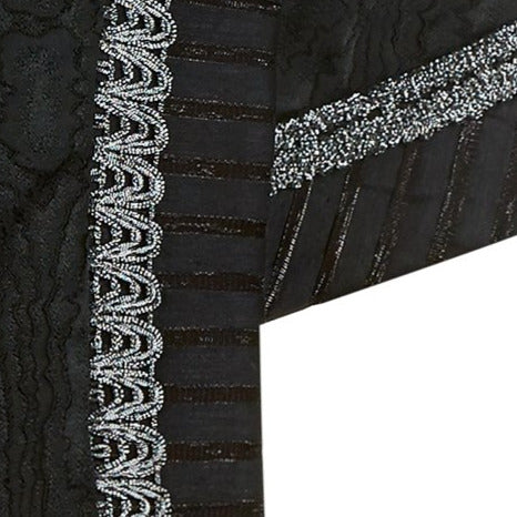 Crop Zip Cape black textured open back silver trim front close-up image photo picture