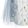 Printed sleeveless Wave Dress formal evening eveningwear watercolours beige blue pink taupe ruche grey tulle close-up image photo picture