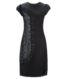 Dark Side Curve Dress black ruche lace stretch cap sleeve front image photo picture
