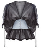 Contrast Dark Gathered Top blouse black grey gray panel cord toggle front image photo picture
