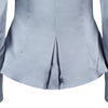 Corset Jacket godet dropped neckline grey gray stretch satin back close-up image photo picture