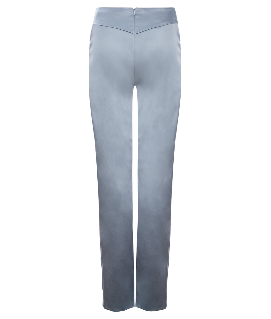 Ruched Pocket Trouser pant pants slacks taupe ruche grey gray shiny stretch back image photo picture