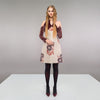 Tie Sleeve Dress velveteen red grey gray jacquard floral cord toggle model image photo picture