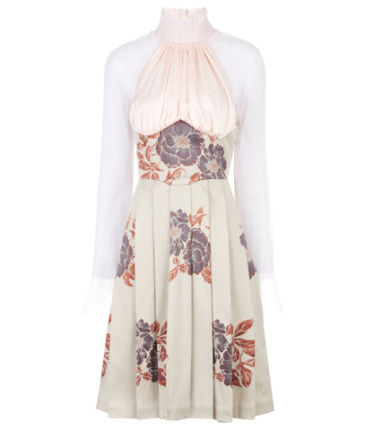 180604C Print Corset Pleated Dress