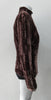 Gathered Top. Rich long sleeve top in deep red-grey streaked velvet. Panel details under bustline to accentuate fit. CB zip and 4.5cm wide collar. Fully lined. CB length from neckpoint 60cm, sleeve length 79cm from side neck point. 450g approximate weight. 75% Viscose, 25% Nylon. Lining 100% Rayon. Dry Clean Only. Made in England