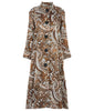 Duster Coat outerwear rust beige copper paisley texture buttons swing cut front image photo picture