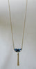 Gold colour tassled tassle dark blue white necklace image photo picture