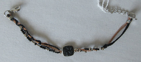 20A18 -Coffee and Brass Beaded Bracelet