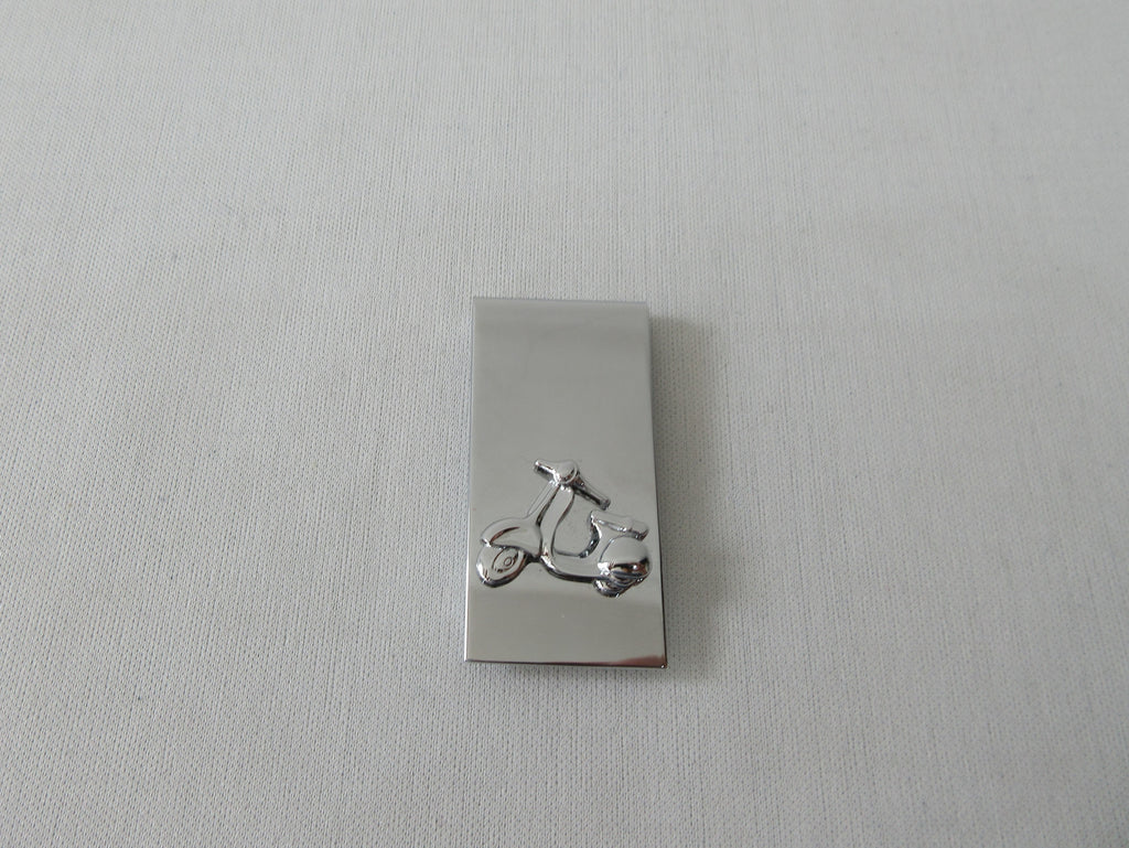 Stainless Steel with moped design 5.5cm x 2.5cm x. 4cm tapering width