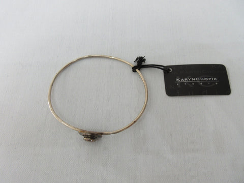20A45 -Karyn Chopik Dented Silver Bracelet with Attached Coin Ring