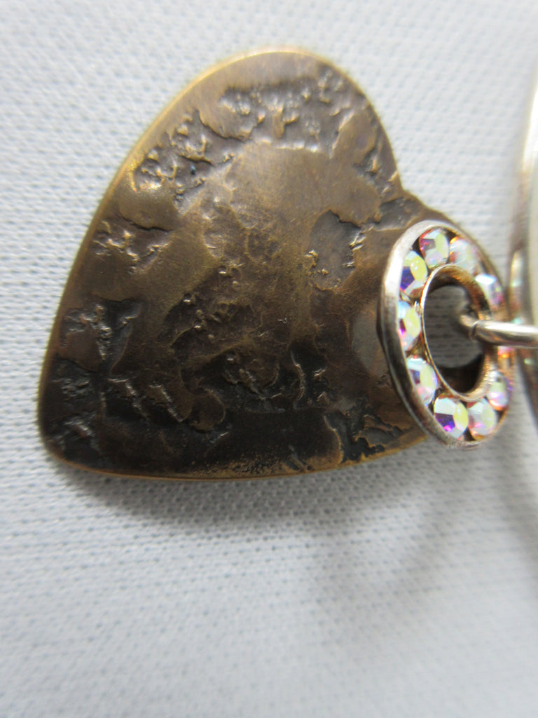 Karyn Chopik Brass Heart Bracelet with mini stone star ring, Sterling Silver with Antiquated Brass, Size M -6.5cm inside diameter Size L -6.8cm inside diameter, Made in Canada