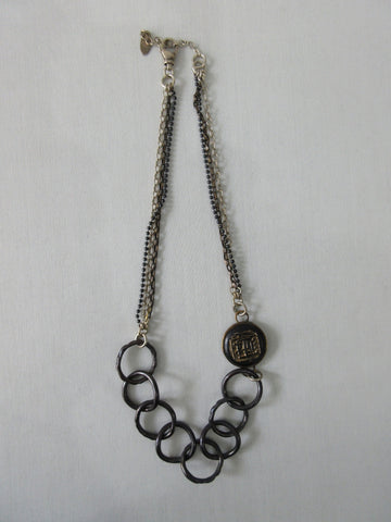 20A58 -Ball & Leaf Chain Necklace