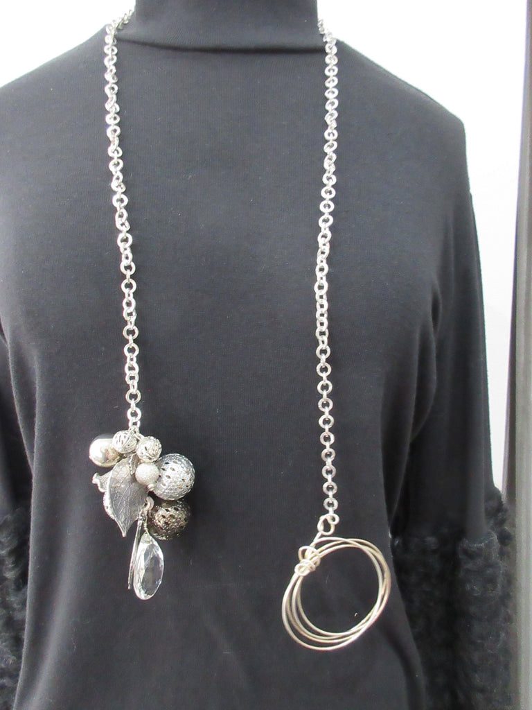 Ball & Leaf Chain Necklace With Copper Circular Twists. Open length 97cm. 90 grams approximate weight