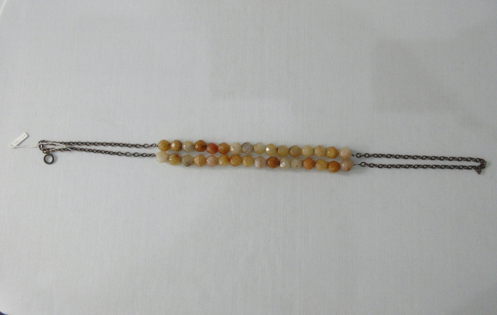 Orange Ball Stone Necklace, 2 sets of geometric polished burnt orange coloured stones (type unknown) Can be doubled as well. Length when worn 44cm. 110 grams approximate weight.