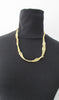 Gold Colour Scrunched Ribbon with Metal Rings Necklace. 60cm full length, 30cm when worn. 6 grams approximate weight
