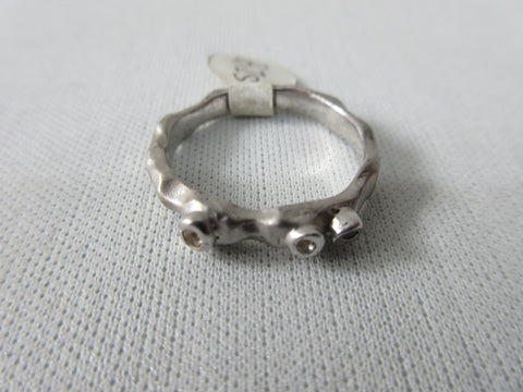 20A38 -Karyn Chopik Silver Band Crystal Studded Bracelet