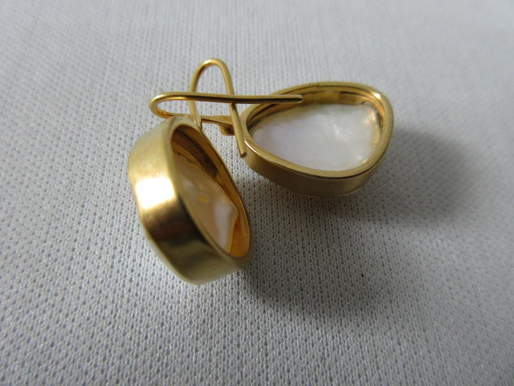 JPFW Pearl Shell Earring in Brass Base. Larger size approx 1.5cm x 1.7cm. 10 grams approximate weight