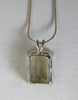 Metallic silver colour choker necklace with large square crystal in metal encasing, Metal unknown, probably stainless steel.  Full length 20cm when worn. Square crystal approx 1.5cm x 2cm, 50g approximate weight, Country of manufacture unknown