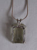 Metallic silver colour choker necklace with large square crystal in metal encasing, Metal unknown, probably stainless steel.  Full length 20cm when worn. Square crystal approx 1.5cm x 2cm, 50g approximate weight, Country of manufacture unknown