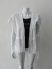 Comfortable fine knit open style cardigan with clear sequin front panel. Soft pleating below waist completly around, CB Length 68cm. 200g approximate weight, Art. 14003, 100% Cotton, Machine Wash, Hang Dry only,  Made in Italy