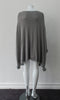 Generous cut swing poncho for greater ease and comfort. 4 fuzz balls located at corner points.  Art. 4461, 52% Viscose, 35% Modal, 8% Elastic, 5% Cashmere, Dry Clean Only, Made in Italy, CB Length 81cm approximate length.