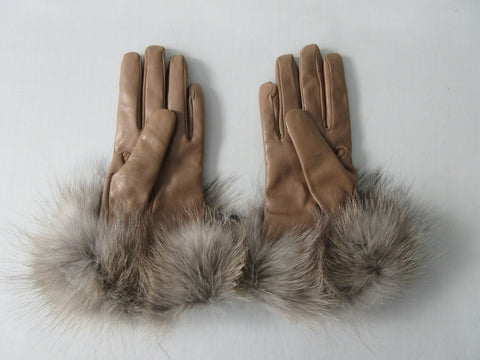 20G15 -Gala Gloves Rose Suede with Taupe Leather Gloves