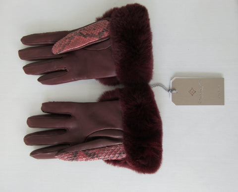 20G03 -Gala Gloves Brown Knit into Brown Leather Long Glove