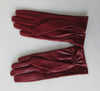 Gala Gloves Deep Red with Gold Studs Over Weave. Item Number D599NASE026 Rhum 948.001. Gold colour studs over weave design on top glove area. 60g approximate weight. Made in Italy