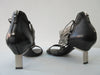 Vic Matie Black Curved Metal Heels, Product Number: Vic Matie 1N7002D.NB2CDZB323 Sandalo Modig/Acess 101/109, 4cm metal heel. 100% Leather with Stainless Steel rings and inside laces. Made in Italy
