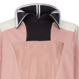 Pique top blouse pink beige black close-up image photo picture