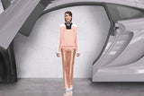 Pique top blouse pink beige black model catwalk image photo picture 